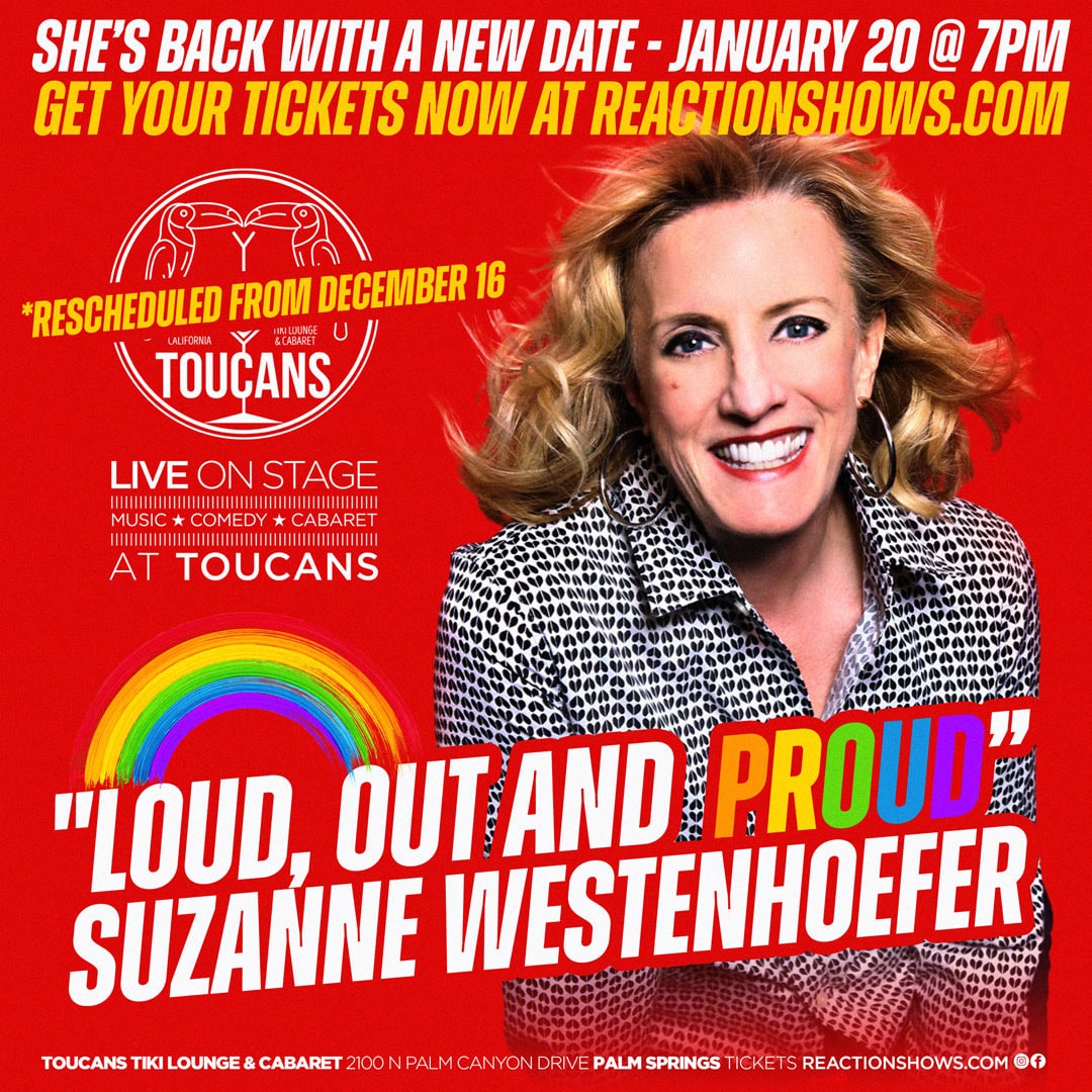 Suzanne Westenhoefer performing at Toucans Tiki Lounge in Palm Springs, CA on 1/20/24 at 7pm