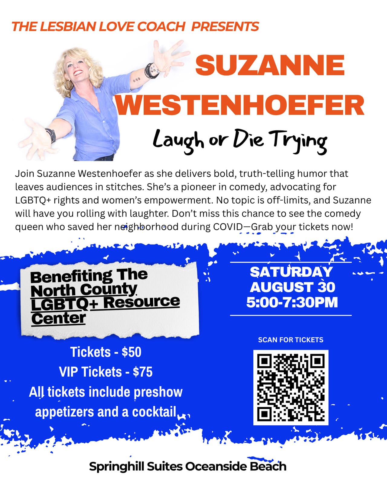 The Lesbian Love Coach presents Suzanne Westenhoefer - a night of comedy you won't want to miss!